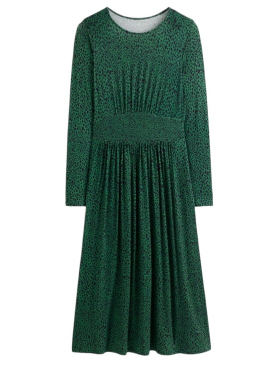 Boden Dresses & Skirts - Boden Thea Long Sleeve Midi Dress Animal Spot Amazon Green Size 6R